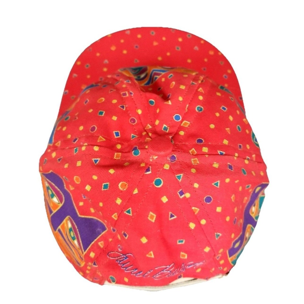 Laurel Burch‎ Vintage Cat Print Baseball Cap Red Multicolor Adjustable Hat - Picture 6 of 9